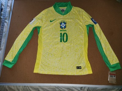 NEYMAR JR #10 Brasil Long Sleeved Futbol Soccer Nike Jersey Large