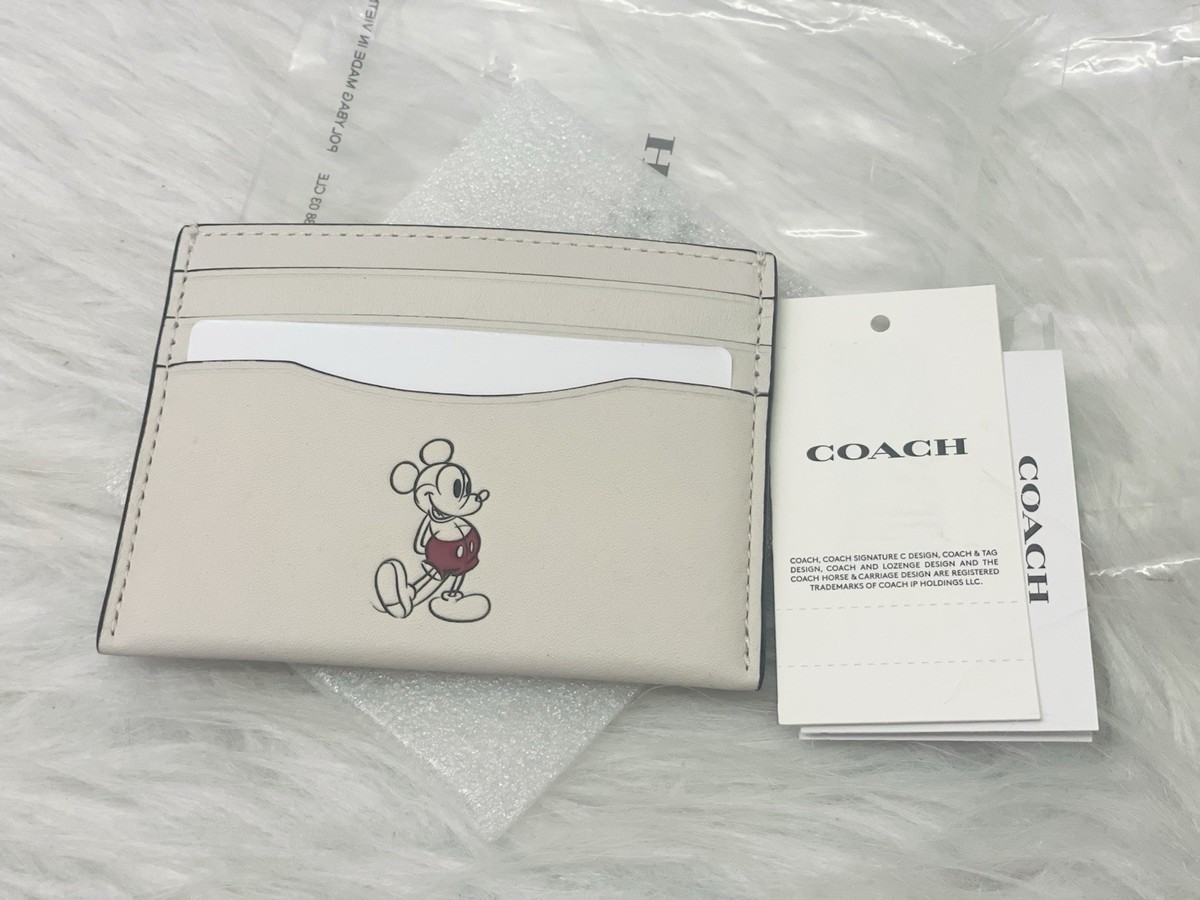 小物 Rare COACH Disney  White Gem Wallet COACH X DISNEY Mickey Mouse Credit Card Case holder Leather C6128