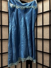 Vintage Blue Slip with Lace Trim Size S Regular Style Made in Sri Lanka
