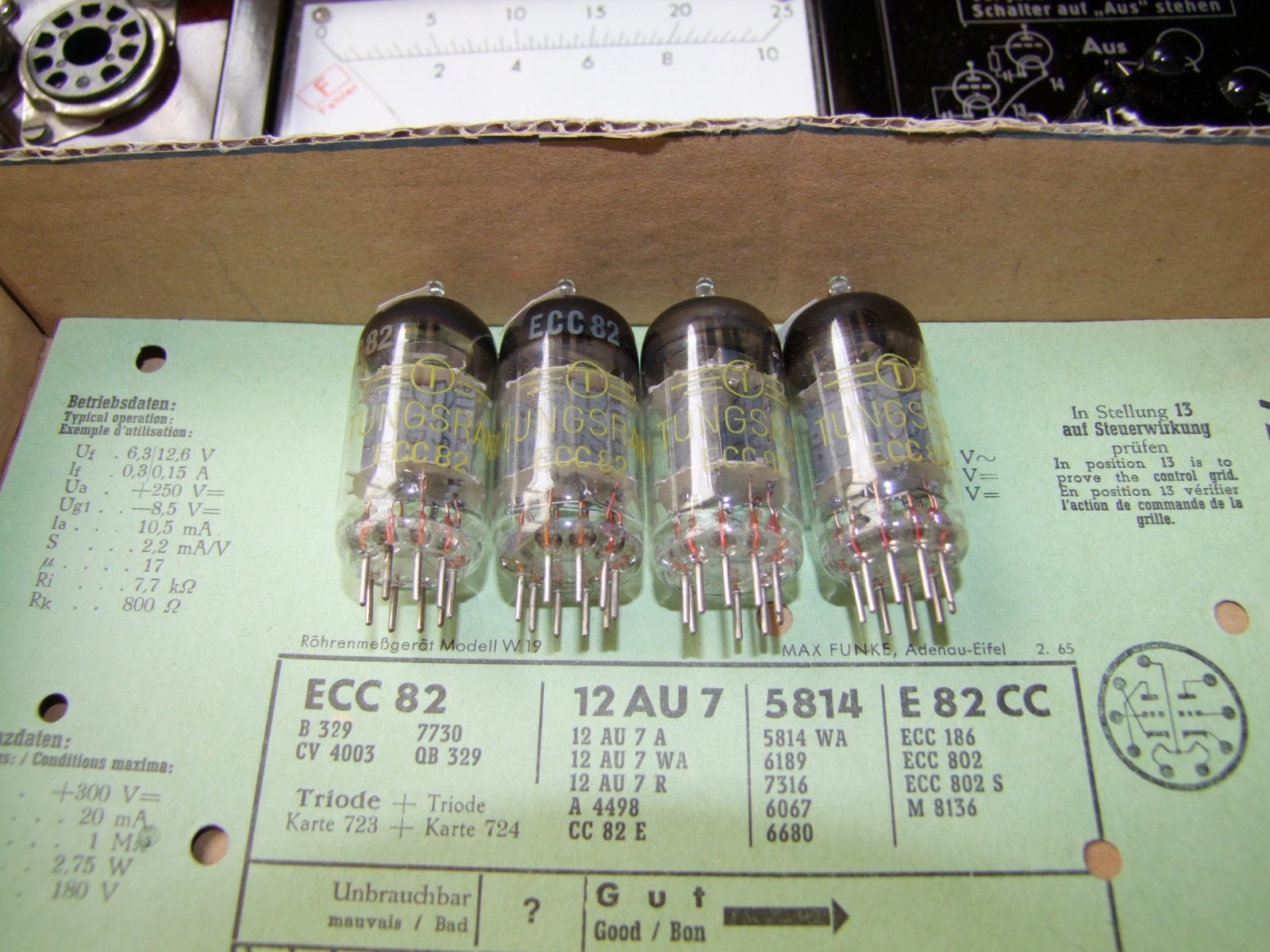 Tungsram ECC82 Foil Disc Getter, Long Welded Plate, very rare, 4 pieces