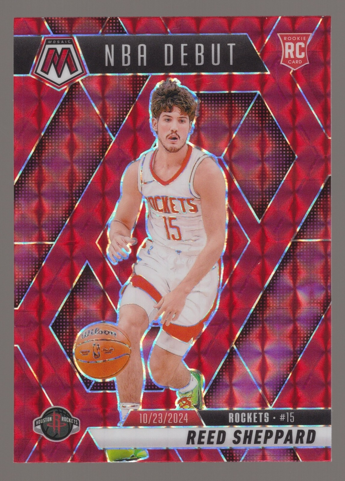 2024-25 Panini Mosaic Reed Sheppard #252 Red NBA Debut Rockets