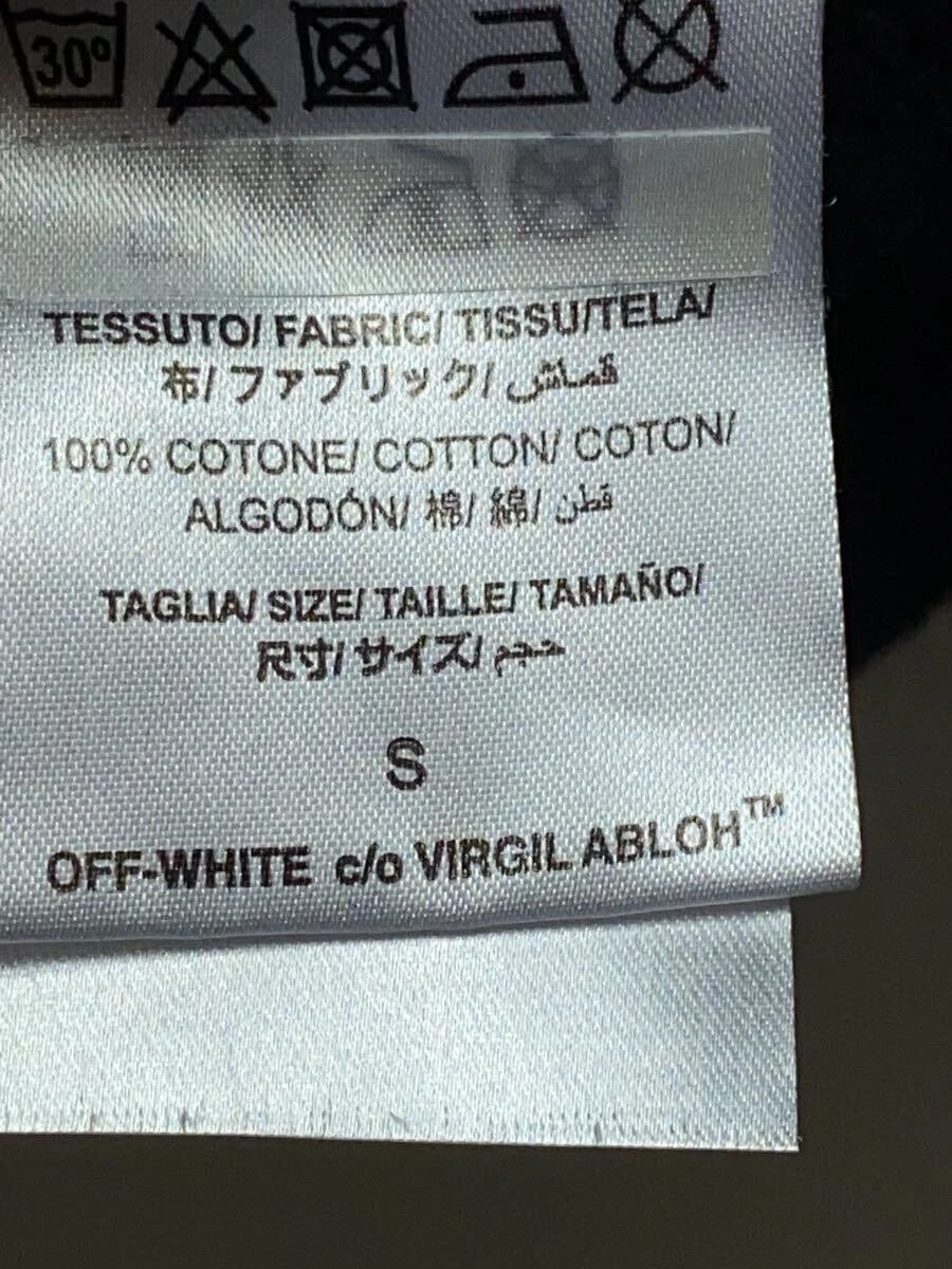 OFF WHITE FELPA CON CAPPUCCIO 17SS PULLOVER S COTONE NERO STAMPA SCHIENA SOLIDA usata