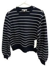 Frame Women's Blouson Long Sleeve Sweatshirt Navy & White US Size Large