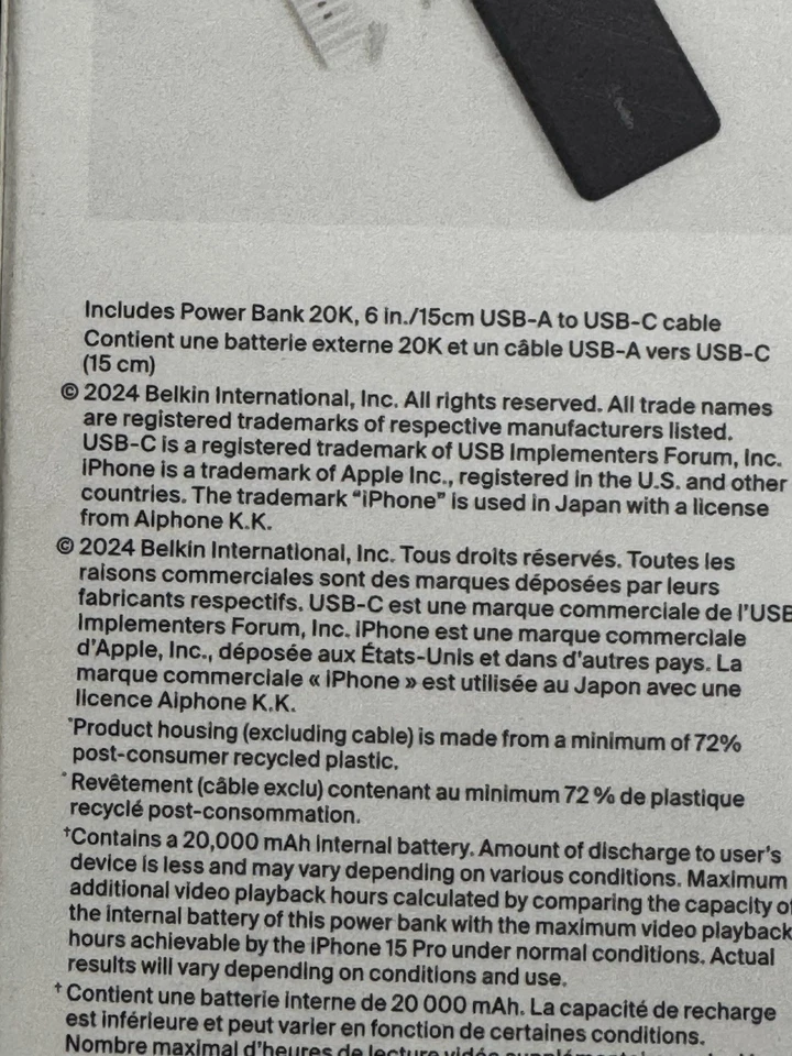 BANCO DE ALIMENTACIÓN Belkin Boost Charge Negro 20k - 20W PD, 2 USB, 1 Puertos USB-C Foto 4 de 4