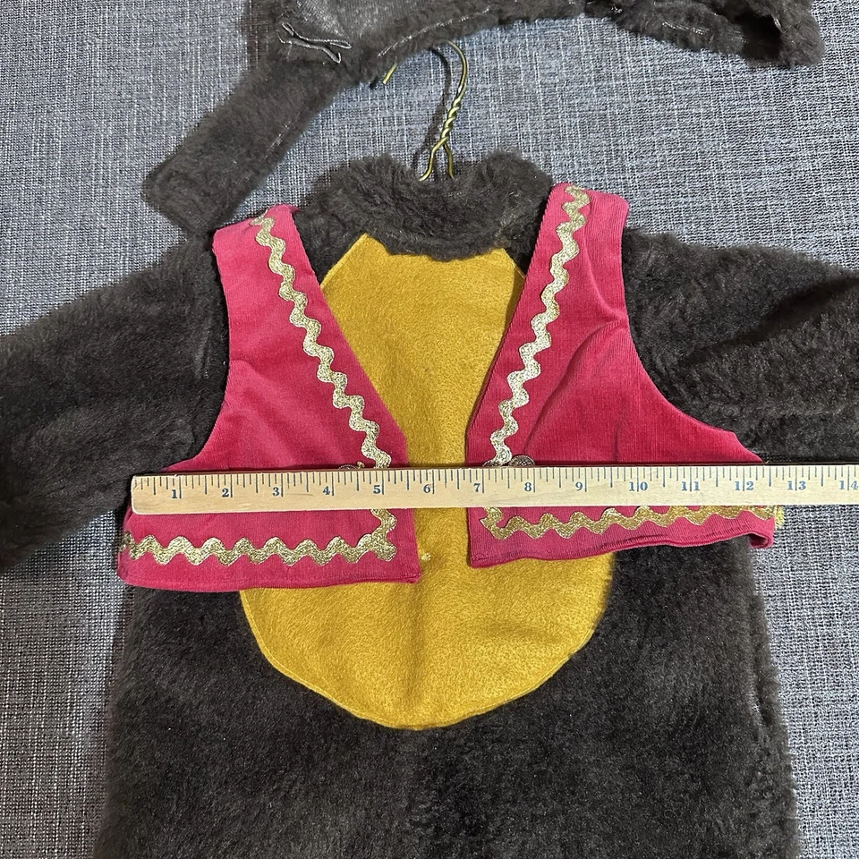 "Disfraz de mono hecho a mano con chaleco rojo y cola - niños 22"" de alto" Foto 3 de 4