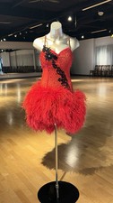 Hot Red Latin Rhythm Ballroom Competition Dress, Size S-M, Artistry In Motion