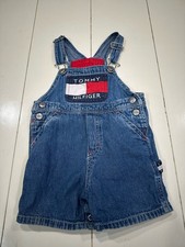VTG Tommy Hilfiger Baby Kids Denim Overalls Shortalls Size 18-24 Months