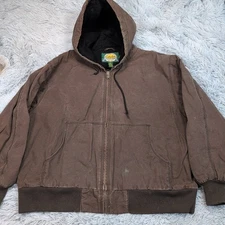 Vintage Cabela's Jacket Mens XL Brown Canvas Hooded Chore Barn Coat Thinsulate