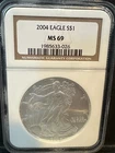 2004 $1 American Silver Eagle NGC MS69 Brown Label