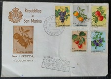 y(SMR-217) SAN MARINO 1973 Serie FRUTTA Fruit   stamps set first day issue.