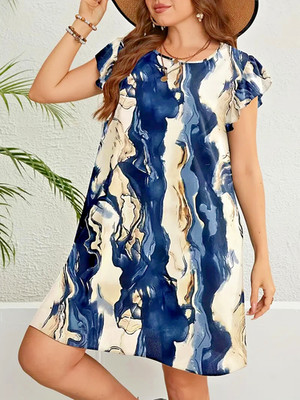 3XL Flutter Sleeve Dress - Plus Size 18 - Flattering Silhouette  New