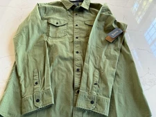 NWT $89 Roark Revival "Campover" Long Sleeve Shap Front Shirt - Jungle Green L