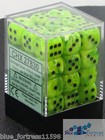 CHESSEX vortex 12mm SET OF 36 D6 BRIGHT GREEN WITH BLACK DICE FOR MTG POKEMON