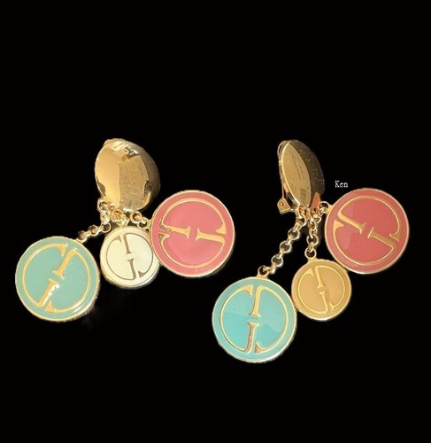 Pendientes GUCCI Limitados De Colección Raros AUTÉNTICOS Logo Clip en GG Ronda 1991 F/S Gp Moneda - Imagen 2 de 9