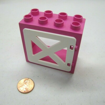 Lego Duplo Pink & White Window Pane Door Unit Building Block 2X4 Style #3