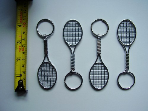 SINGLE TENNIS RACQUET KEY RING KEYRING METAL AVAILABLE IN VARIOUS QUANTITIES - Picture 3 of 7