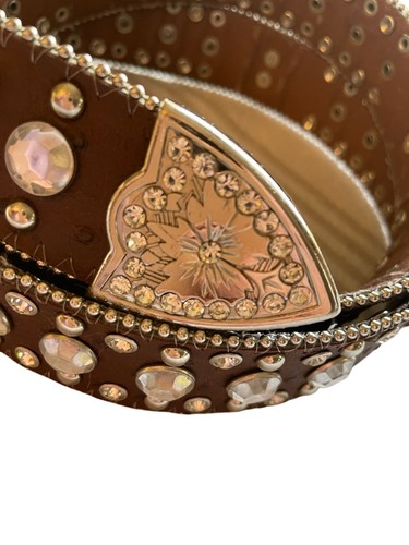 WB ATLAS Western Strass Gürtel Damen braun Kreuze breit silber 43" Rodeo - Bild 2 von 10