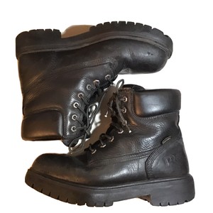 timberland black leather waterproof work boots