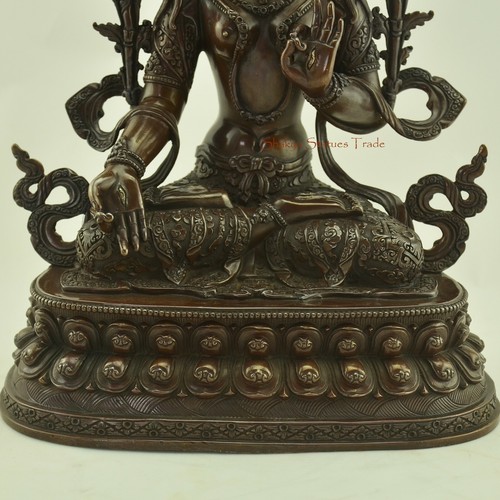 Hand Carved 13.5" White Tara Dolkar Copper Statue for Monastery frm Patan, Nepal - Picture 3 of 9
