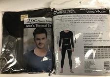 Comfort Fit Fleece Lined Microfiber Long Johns, 2XL, Black, 2 pc set