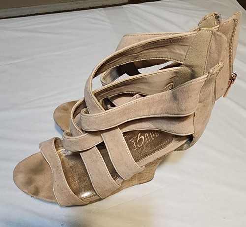 Ladies Rouge Helium Beige Platform Wedge Shoes Size 8 - Picture 4 of 7