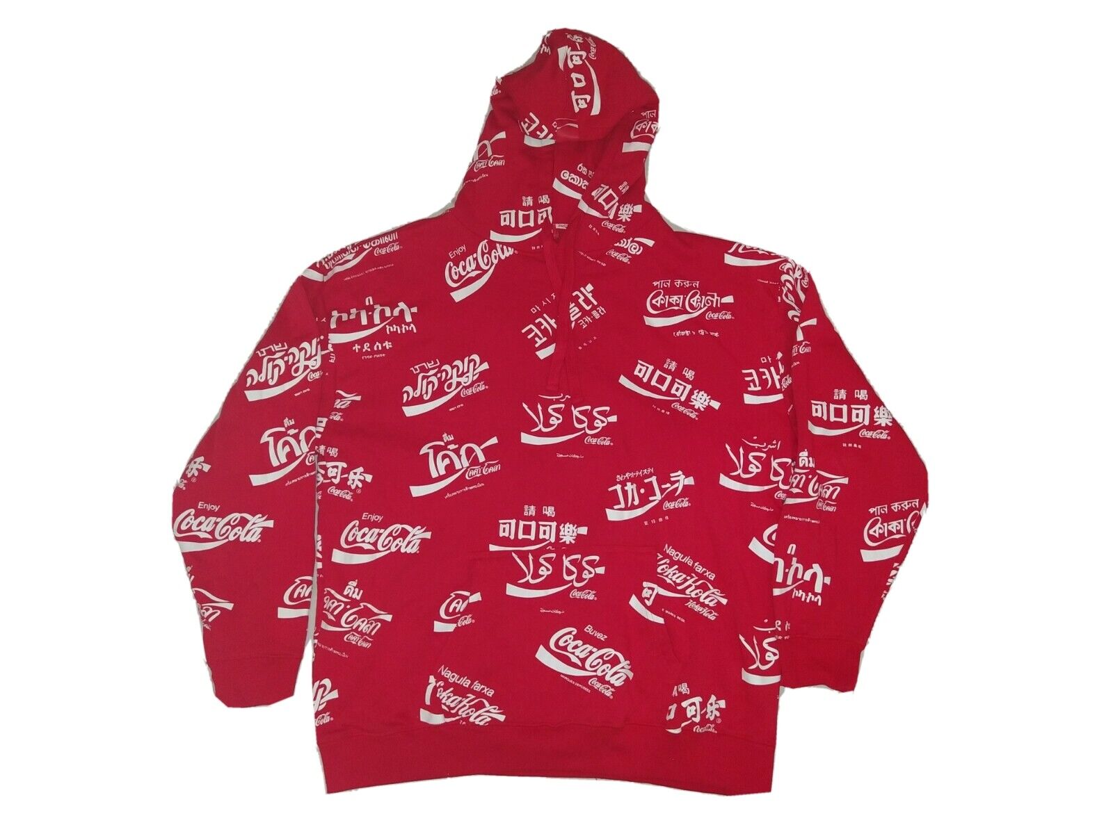 Coca-Cola allover print Cotton Arabic hoodie sweater Men XL supreme kith style