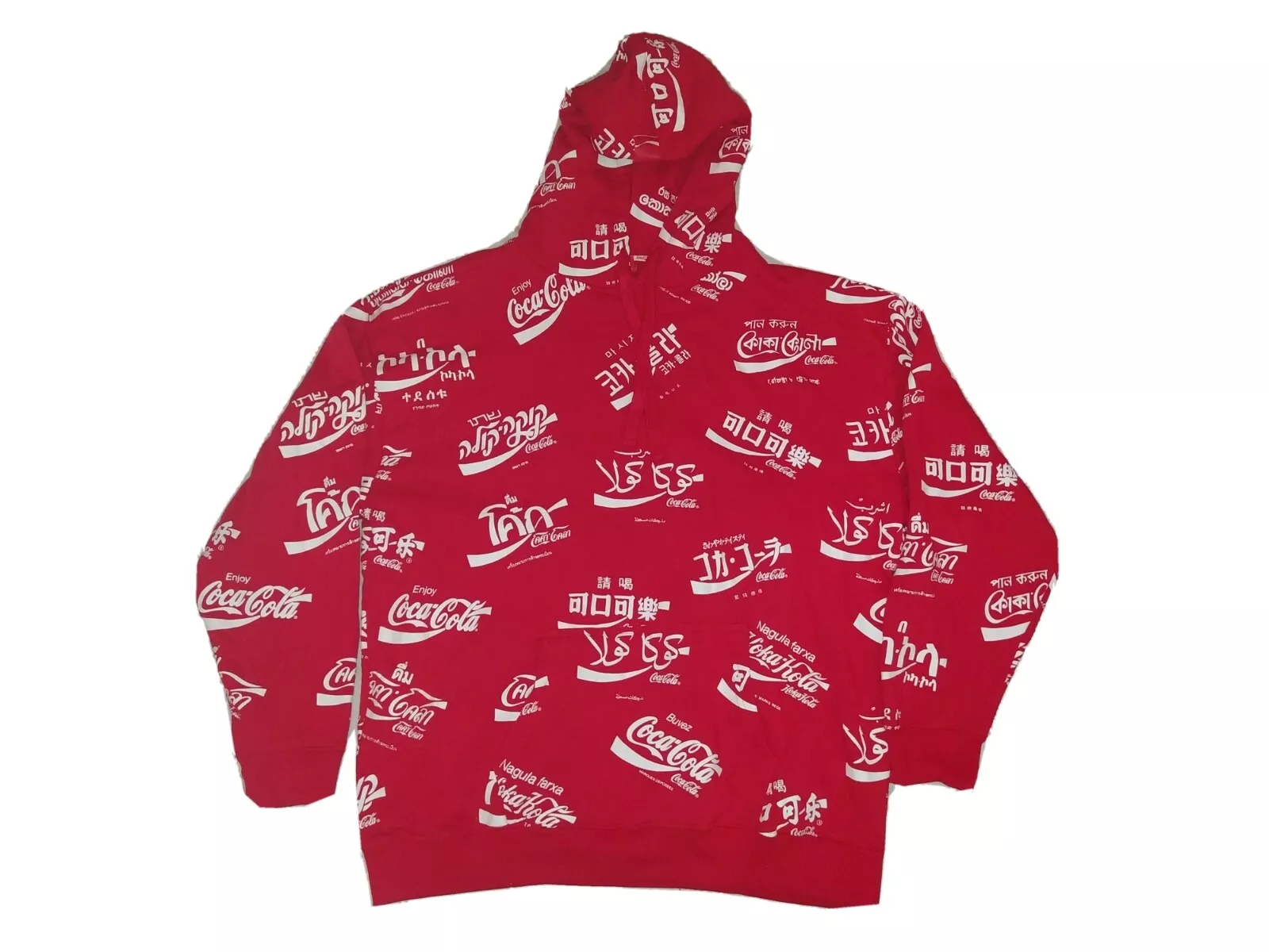 Pull à capuche Coca Cola imprimé allover coton arabe homme XL style suprême kith