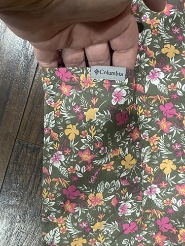 NWT Columbia Youth M Washed Out Floral Short Overalls Army Green Pink Floral - Picture 10 of 11