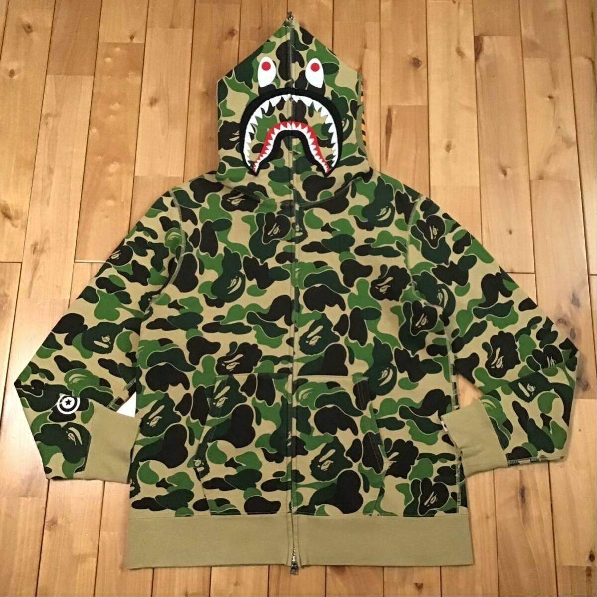 ABC CAMO SHARK ZIP HOODIE 140 グリーン BAPE ABC camo green shark full zip hoodie A Bathing Ape Size L | eBay