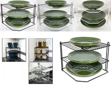 Corner 3 Tier Plate Rack Kitchen Storage Holder Stand Plates Cupboard Organiser