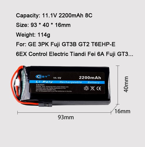 2× 11.1V 2200mAh 8C BQY Transmitter LiPo Battery for Walkera WFLY FS Transmitter - Picture 3 of 6
