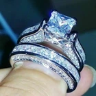 3.50Ct Princess Cut Lab-Created Diamond Bridal Ring Set 14k White Gold finish