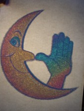 HAPPY MOON WAVING RAINBOW 1970's VINTAGE AMERICANA IRON ON TRANSFER -NICE, B-3