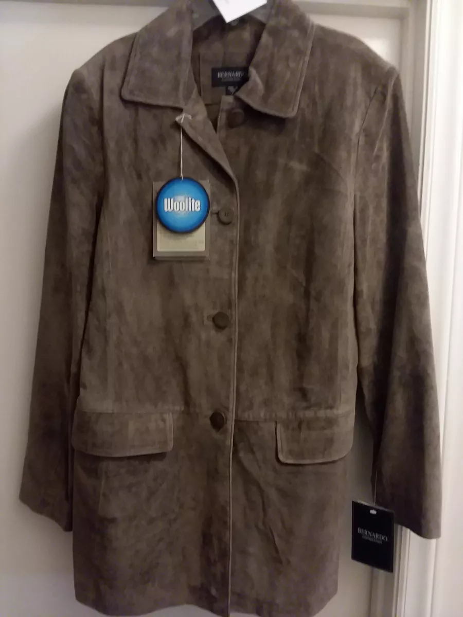 NWT Bernardo 180 Small Taupe Genuine Suede Leather Button Down Jacket Coat P31