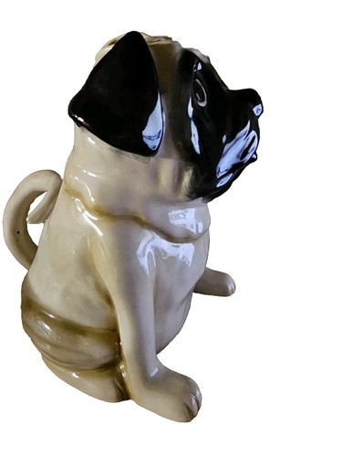 Blue Sky PUG Teapot DOG (HEATHER GOLDMINE) Hand Painted VINTAGE Collectible 8” - Picture 7 of 10