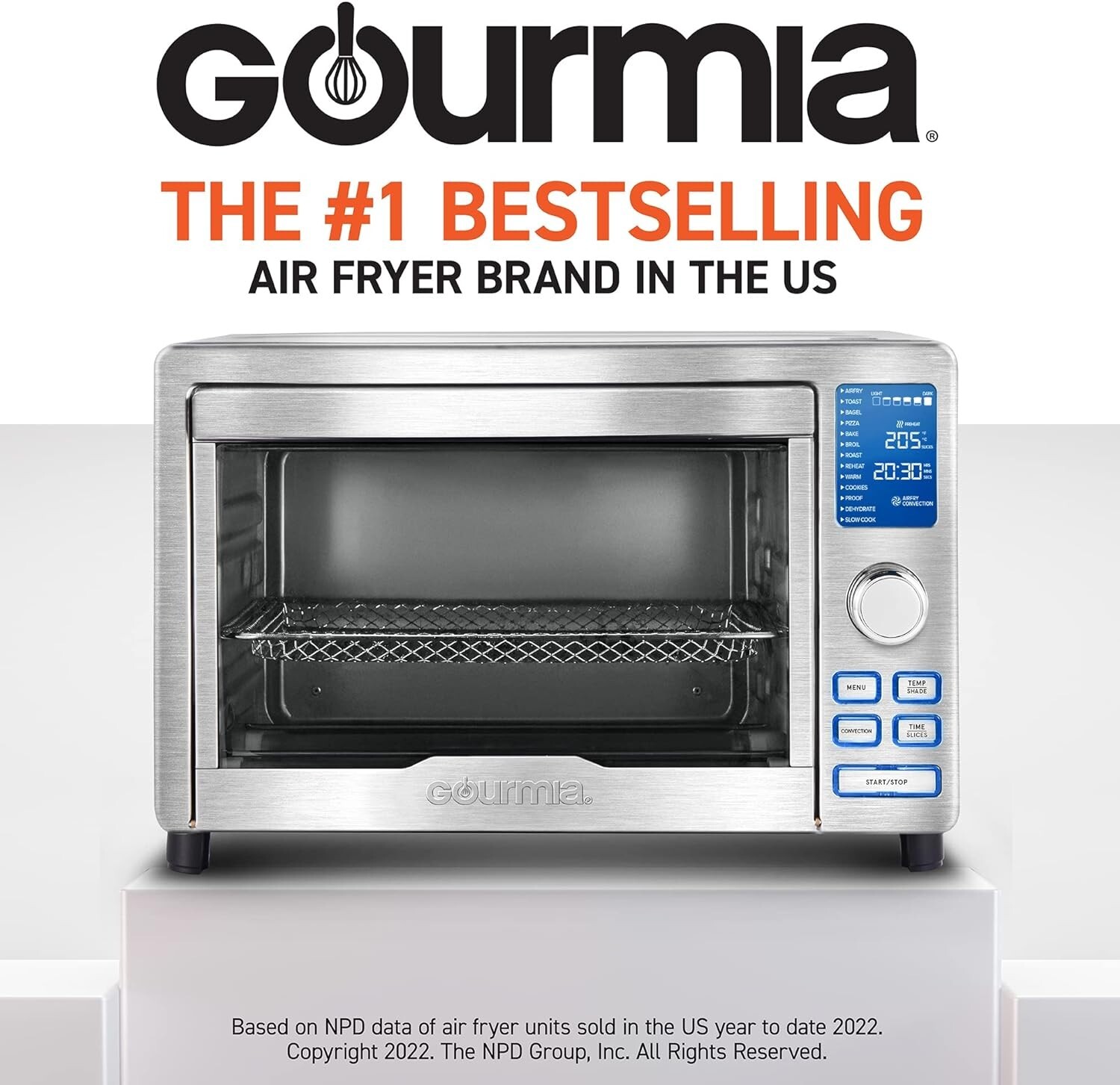 Gourmia Digital Stainless Steel Air Fryer Toaster Oven, GTF7900, New