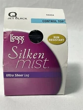 152X01 L'eggs Q20161 Silken Mist Control Top Sheer Leg Hosiery B Black (3 Pk)