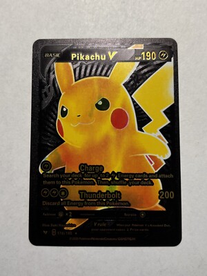Display Card Pikachu V Black Foil Year 2020 170/185 HP190 Fan Art