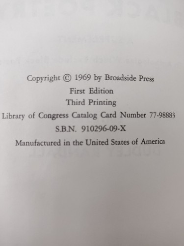 Black Poetry ed. by Dudley Randall 1969 Broadside Press First Edition Third Pres - Picture 6 of 7