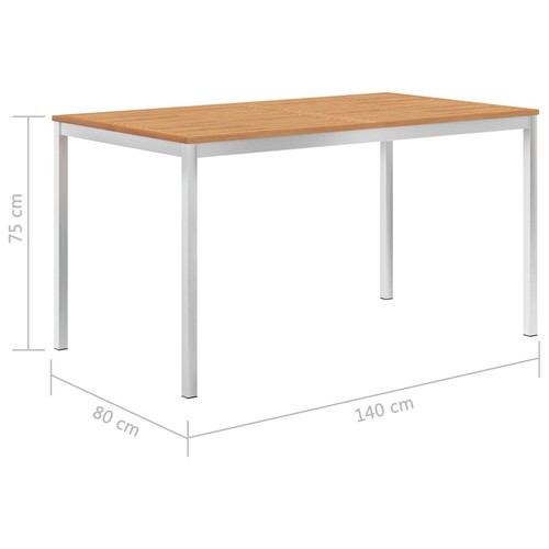 Garden Dining Table 140x80x75 Solid Teak Wood and Stainless Steel Z8A8 - Picture 5 of 5