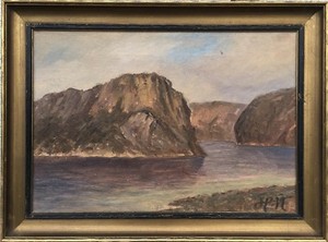Fjord-Landscape-Norway-Norge-Norway-Hn-Monogram-Um-1920-35-X-47