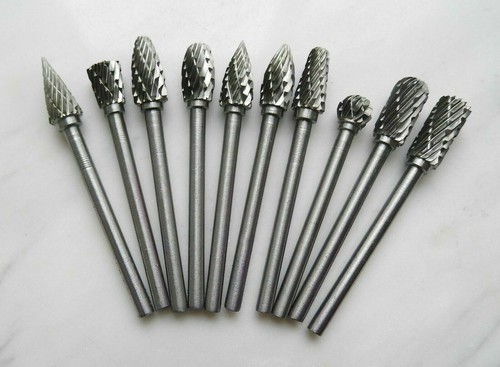 kit 10 punte frese in metallo duro al carburo di tungsteno gambo 3 mm dremel - Foto 18 di 19