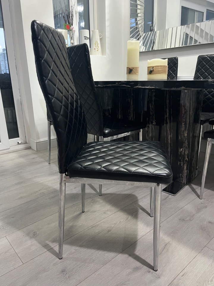 *SLIGHTLY USED CONDITION* Marble Effect Dining Table with Chairs eBay