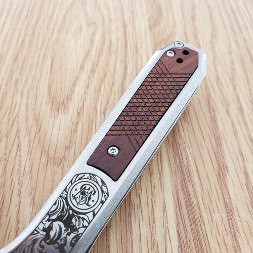 Smith & Wesson Folding Knife 3.5" Carbon Stainles Blade Stainless/Wood Handle - Picture 5 of 24