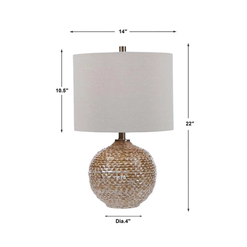 Uttermost Lagos Transitional Ceramic Metal and Fabric Table Lamp in Rust Brown - Picture 7 of 7