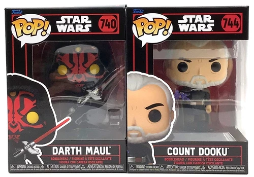 Funko Pop! Star Wars Darth Maul #740 & Count Dooku #744 Set of 2 with Protectors