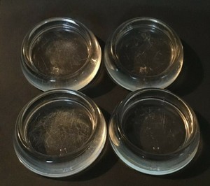 Set Of Four Hazel Atlas Clear Glass Furniture Coasters Ebay