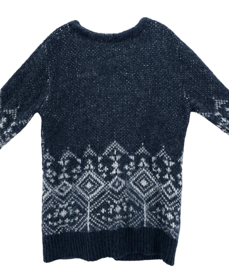 Cárdigan FREE PEOPLE Azul Blanco Nórdico Acogedor Difuso Talla XS De Gran Tamaño Foto 4 de 4