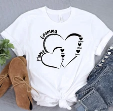 Personalized Grammy Heart Shirt with Kid Names, New Mom, Mother's Day Gift Shirt