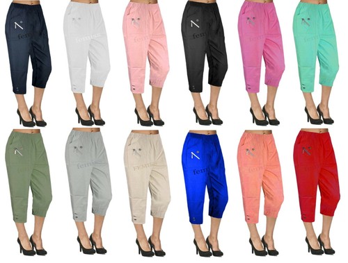 Women Capri Trouser Elasticated Cherry 